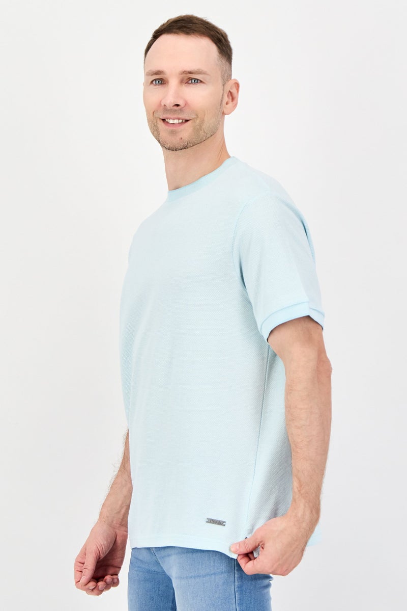 Bench Men Crew Neck Short Sleeve Brand Logo T-Shirt, Ice Blue - Image 3